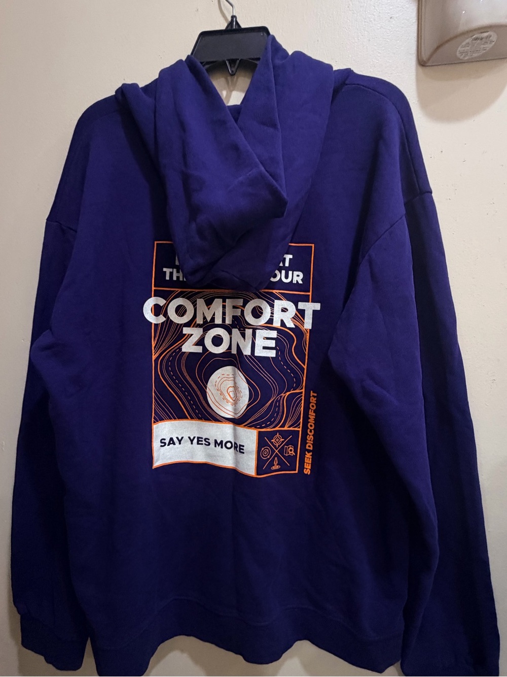 Organic Cotton Seek Discomfort Men's Deep Purple Hoodie Sweatshirt. - Picture 7 of 11